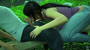 Nevlastní sestra dráždí nevlastního bratra křivkami před stříkáním v 3D análním bukkake. Vysává ho do sucha v zralé teen 18+ anime akci.