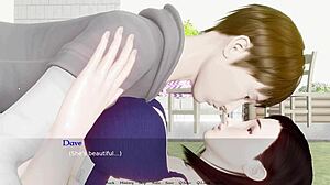 Kıvrımlı Milf Kıyafetle Büyük Oppai'yle Ağız Sikişi Yapıyor Anime Hentai Oyununda