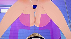 aqua from konosuba shares her water power with barbara in genshin impact hentai koikatsu