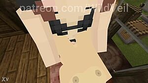 Futa smeller søt gymjente i Minecraft-action