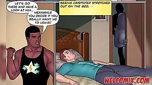 Žena podvádí s velkým černým chlapem v posteli, zatímco manžel spí po BBQ párty 😈