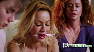 18-годишна червенокоса девственица научена за женствеността от заварено семейство