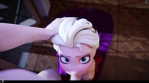 Елза получава лицето си натъпкано с огромен BWC в Дисни рул 34 дълбоко гърло фейшъл