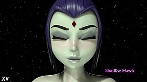 Рэйвен медитирует и мастурбирует с большими сиськами, киской и спермой, бритая красотка