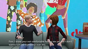 Rakan sekelas malu porno dalam Sims 4 dengan blowjob dan doggystyle