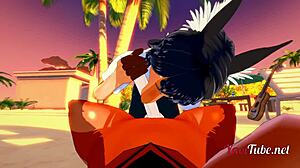 Hej, se disse to pelsede hunde give blowjob på stranden med cumshot i hardcore yaoi animation