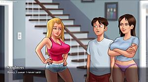 抓住继妹珍妮玩弄大乳房在暑假传奇3D游戏！