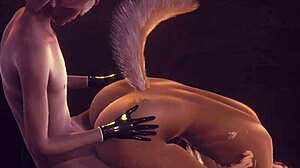 Podívej se na tohoto furry lišku a chlapce, jak se divoce oddávají v uličce s 69 a análem