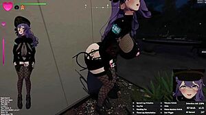 Bewakersmeisje neukt in park in 3D hentai spel Secrets of Exposure Deel 1