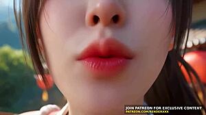 3D animaatio DOA - Mai Shiranui blowjob deepthroat kasvoille cum sensuroimaton hentai AI generoitu