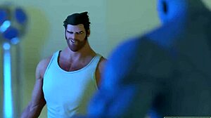 2人のハルクがホーニーな漫画キャラクターをタッグチームアナル