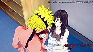 Naruto hentai 3D - Kurenai blowjob a handjob pro Naruta a on jí stříká do úst
