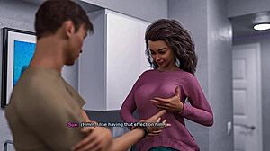 Masturbándome sobre las tetas grandes falsas de madrastra