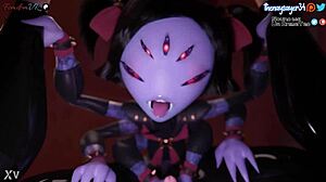 Muffet pegging: Holka jebá chlapa straponem v análu femdom hentai animace uncensored POV