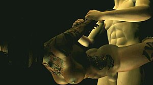 문신한 흑인 여자와 격렬한 스탠딩 섹스 애널 액션 큰 티티 보여