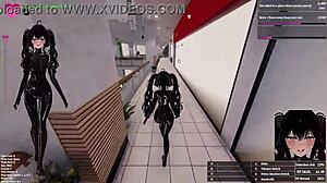 Garota gótica Veronica exibindo na mall como flasher secreta Manaka