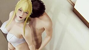 3D Hentai animáció Artoria Pendragon nyuszikosztümben - szoros állva csábítás és misszionárius POV baszás