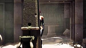 Lara作为Tifa：饥渴石头雕像大鸡巴猛插她紧逼