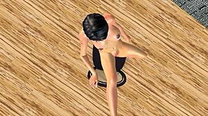 אנימציה 3D קרטון עם בחורה יפה מתפזרת סקסית