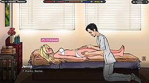 Възбуден масажист гали гърдите на невинна красавица