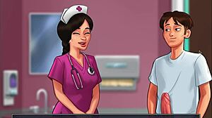Summertime Saga - Hospitalsarbejdere suger en kæmpe pik Roz og sygeplejerske scener