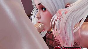 Harley Bad Girl 3D hentai stor kuk handjob gloryhole mun-knull säng blowjob facial