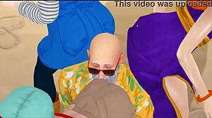 Bulma, Chi Chi och Android 18 i hentai-tretal