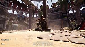 Une grosse bite défie Lara Croft dans spectacle d'arène bondée