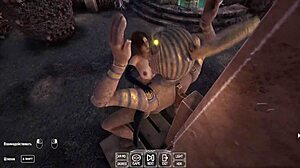 Древняя гигантская статуя оживает и ритмично долбит пизду Лары Крофт в 3D хентай гангбанг кремпай