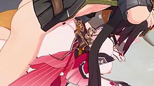 Honkai Star Rails: Sparkle моли Caelus: Тупай големите ми цици в страстен 3D хентай чукане сега?!