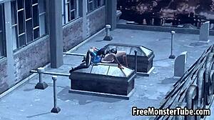 Alter Superwoman Fotze wird outdoor von Catwoman Zunge geleckt