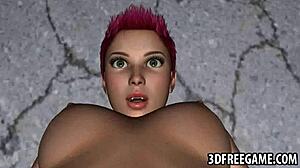 3D rudowłosa lesbijska laska jęczy gdy język nurkuje w mokrą cipkę