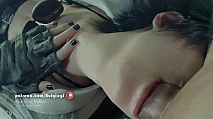 Meine Lady deepthroatet Monster-Schwanz schlampig bis Orgasmus in Blender SFM uncensiert