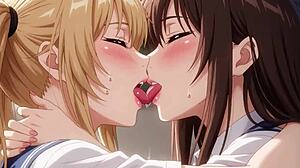 Naughty College Lesbians in Plaid Skirts Lick Pussy and Play Tits in Classroom