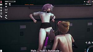 Hentai featuring a cartoonish tire mesh fetish