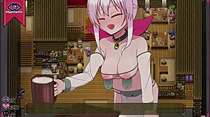 confused witch ceres strips naked in the men’s bathroom during hentai game.