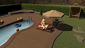 Beautiful anime princess Zelda has a hot date with a pool side lover