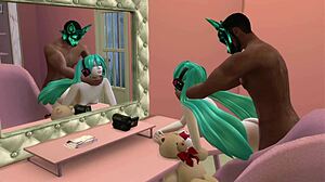 Miku in hot interracial scene in anime porn