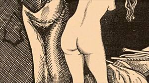 Vintage erotiske tegninger viser rå anime sensualitet og stil