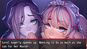 Japanese maids compete in double blowjob game