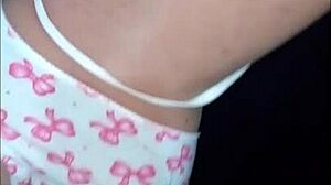 Bonequinha in new panties plays with sexy toy