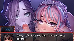 Japanese maids compete in double blowjob game