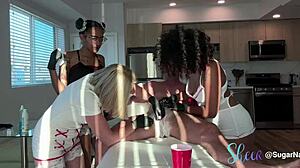 Ebony Girls Blowjob Orgy After Shaving Session