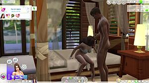 sims 4 animation shows crossdressing guy banging hot neighbor on bed