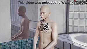 See-through shower action in 3D hentai movie Oppai Paradise