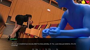 The office porn game continues with a visual novel style