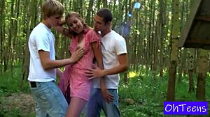 College teens having fun outdoors in homemade video