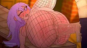 2D animated porn featuring Minecraft character harassing female shopper