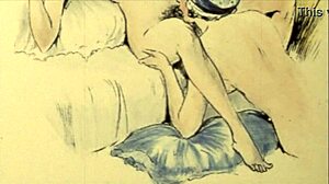 Hairy anime babes in vintage hentai drawings