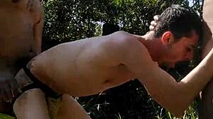 Wild Threesome Heats Up Forest Waterfall Trail